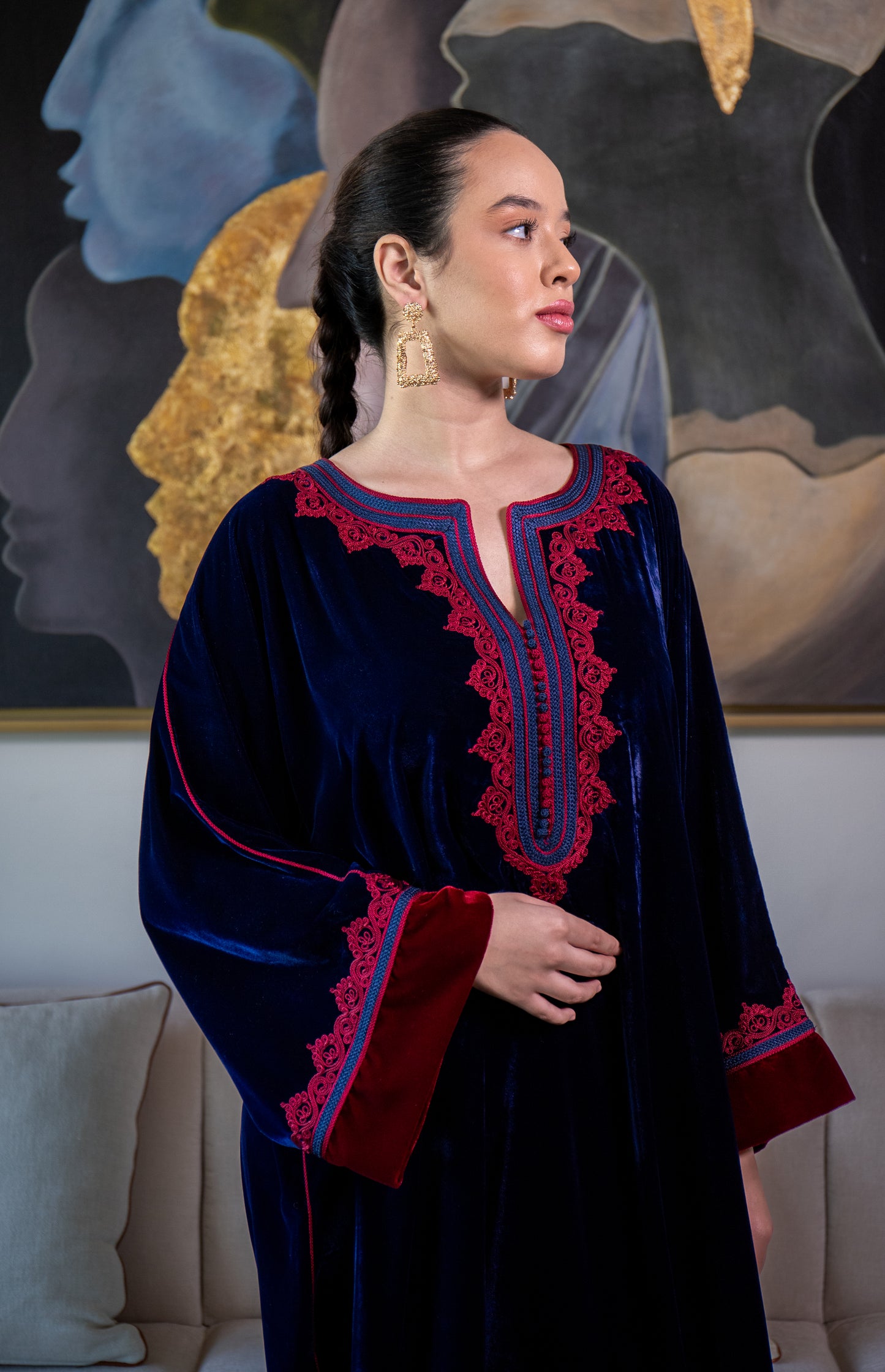 Elegant Velvet Moroccan Caftan
