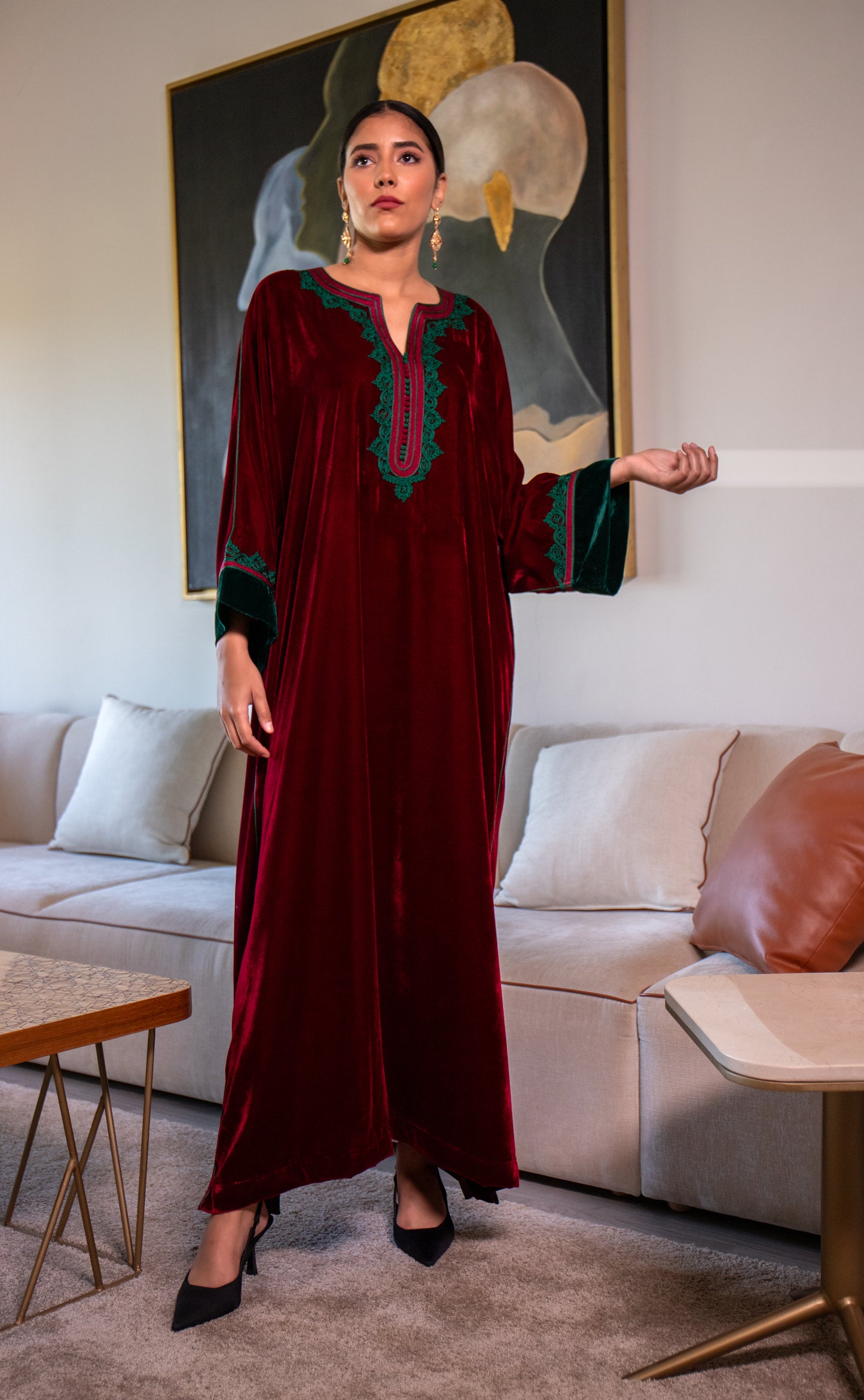 Elegant Velvet Moroccan Caftan